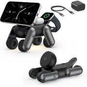 3-in-1 Foldable Wireless Charging Station Compatible with Magsafe,15W Fast Magnetic Charger Stand for iPhone 12-17 Apple Watch AirPods, Travel-Friendly with Nig