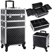 3 in 1 Rolling Makeup Train Case Large Cosmetic Trolley Box Lockable Salon Barber Case