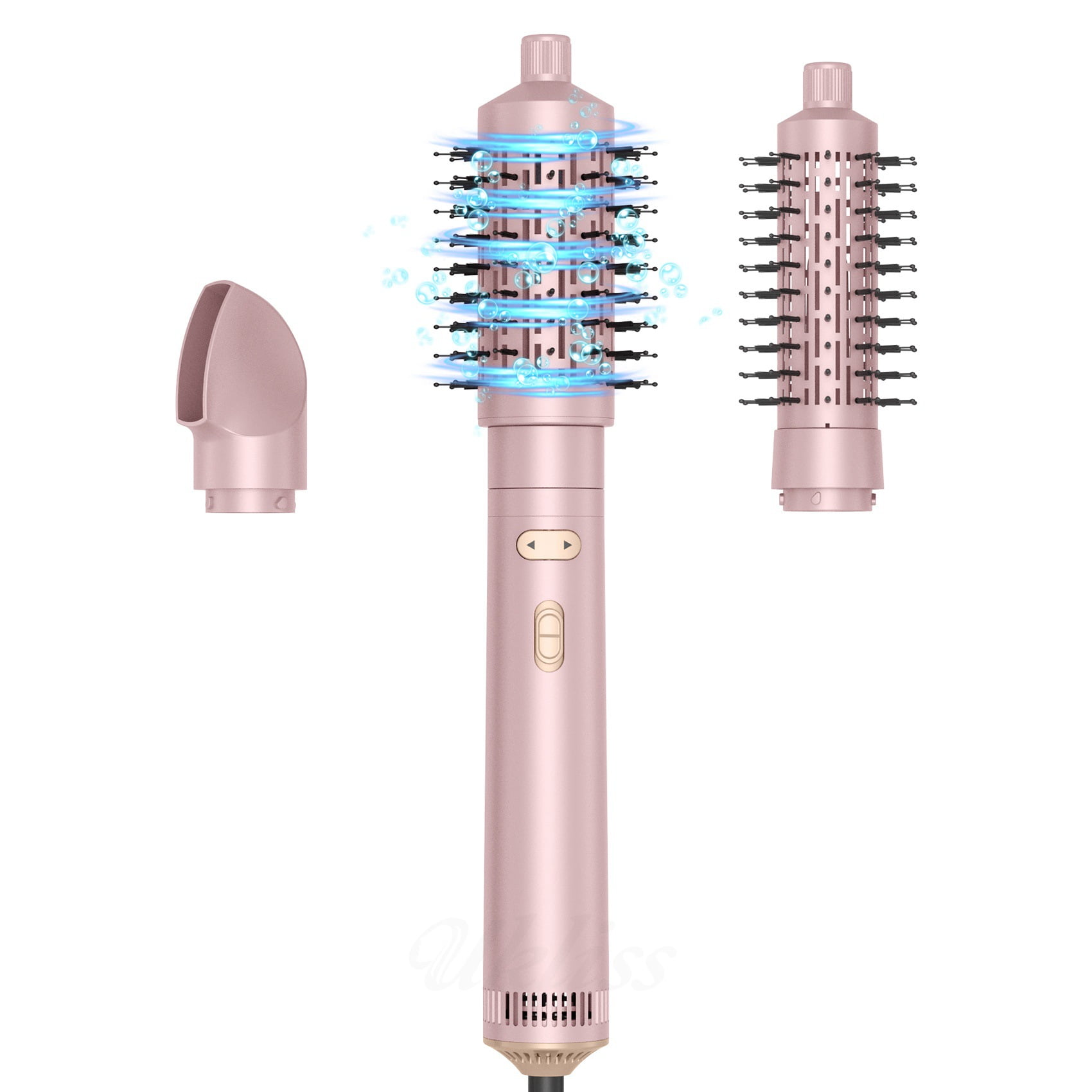 3-in-1 Rotating Hot Air Brush Styler, Professional Ionic Hair Dryer Brush Set with 3 Interchangeable Heads for Volumizing, Smoothing, and Creating Salon-Quality Blowouts