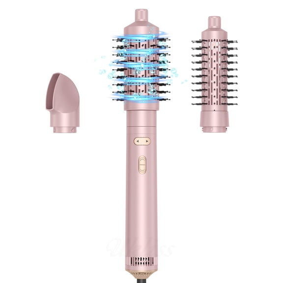 3-in-1 Rotating Hot Air Brush Styler, Professional Ionic Hair Dryer Brush Set with 3 Interchangeable Heads for Volumizing, Smoothing, and Creating Salon-Quality Blowouts