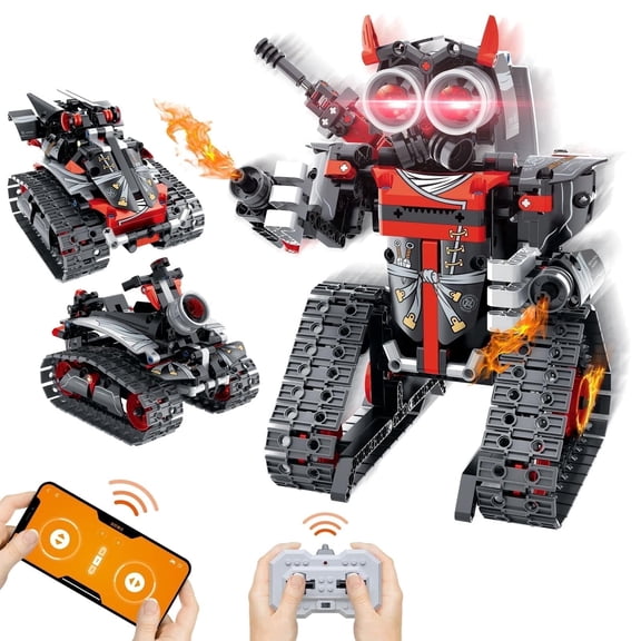 3-in-1 STEM Remote & APP Controlled Coding Robot Building Kit for Boys 6-12 Compatible with Lego, 419 Pcs RC Robot/Tank/Car Educational Building Blocks Toy, stem toys gift for ages 8-13+