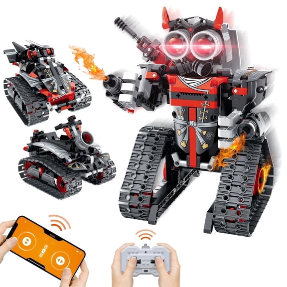 3-in-1 STEM Remote & APP Controlled Coding Robot Building Kit for Boys 6-12 Compatible with Lego, 419 Pcs RC Robot/Tank/Car Educational Building Blocks Toy, stem toys gift for ages 8-13+