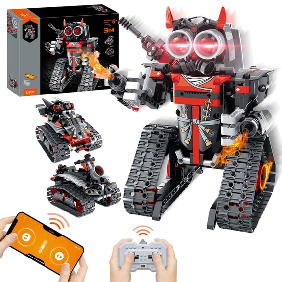 3-in-1 STEM Remote & APP Controlled Coding Robot Building Kit for Boys 6-12, 419 Pcs RC Robot/Tank/Car Educational Building Blocks Toy, Science Learning & Engineering Gift for Kids