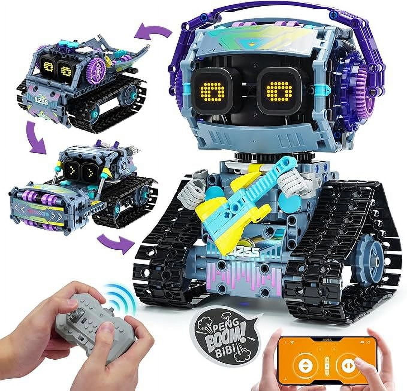 3-in-1 STEM Robot Toy Building Block Set, Programmable APP Remote ...