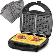 3-in-1 Sandwich Maker, Waffle Maker, Panini Press with Removable Non-Stick Plates