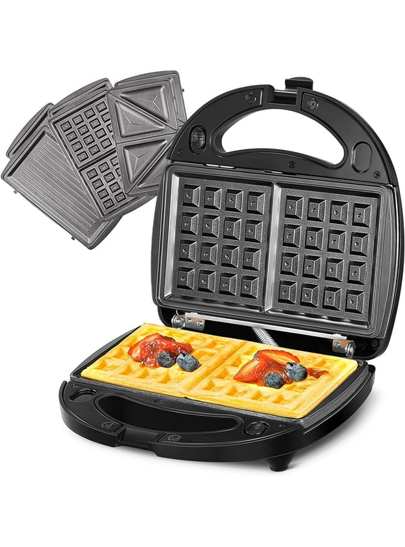3-in-1 Sandwich Maker, Waffle Maker, Panini Press with Removable Non-Stick Plates