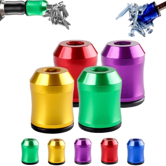 3-in-1 Screwdriver Head Magnetic Ring for 1/4 Inch/ 6.35 Mm Hex Shank Drill BitsAluminum Alloy Strong Magnetic Screw Ring Holder