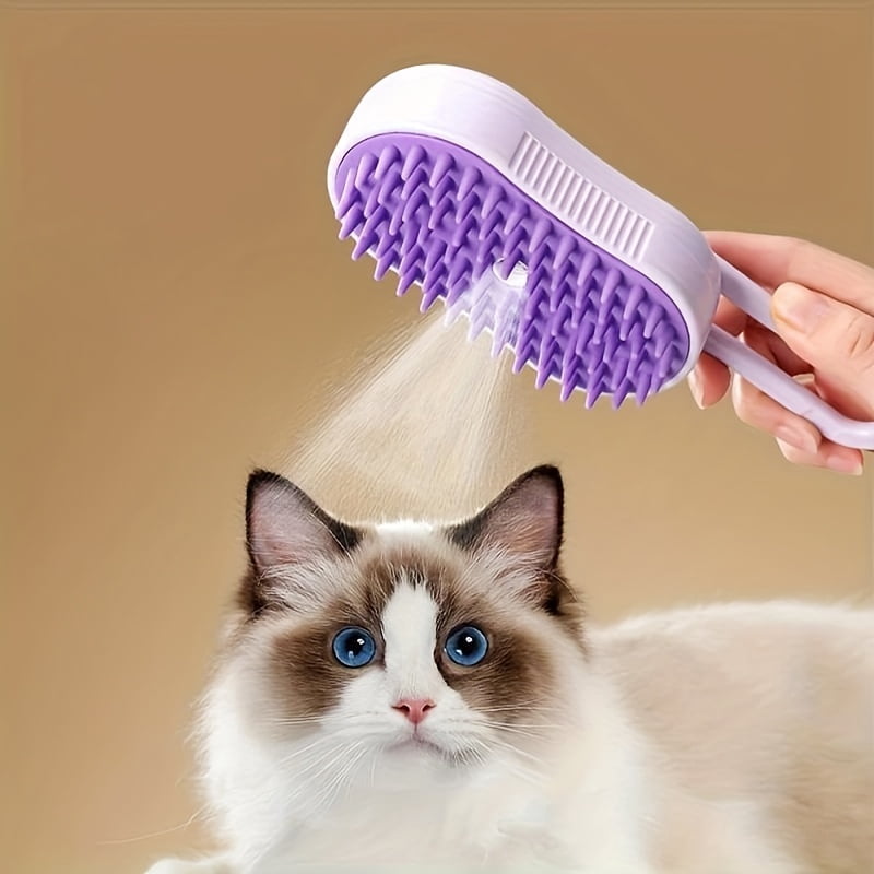 Image showcasing 3-in-1 Self-Cleaning Pet Grooming Brush (Steam Spray) for Cats & Dogs ...