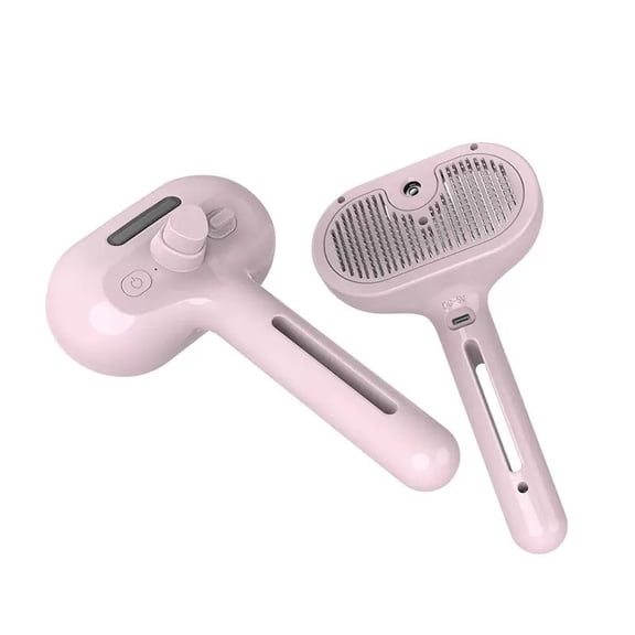 3-in-1 Self-Cleaning Steamy Pet Brush for Dogs & Cats, Fresh Fur Shower Brush That Removes Loose Hair, Reduces Shedding, Grooming Tool for Long & Short Hair, Wet or Dry Use (Pink)