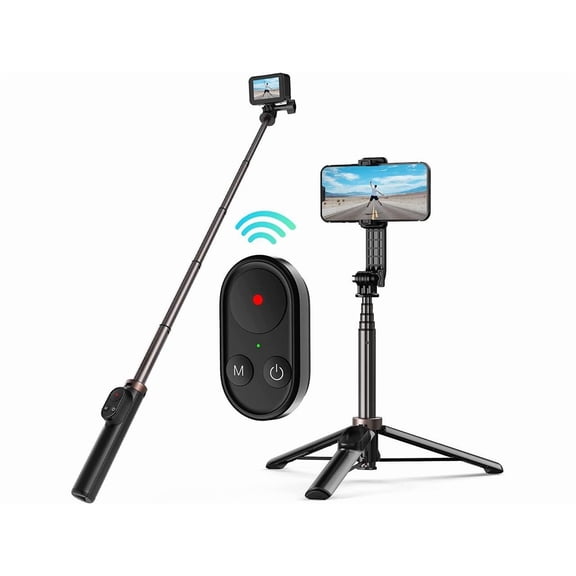 3-in-1 Selfie Stick with Wireless Remote for GoPro Hero 10 Black / Hero 9 / Hero 8 / GoPro MAX ,Aluminum Alloy Monopod Tripod Bluetooth Remote Control can be Controlled GoPro/iPhone/Android