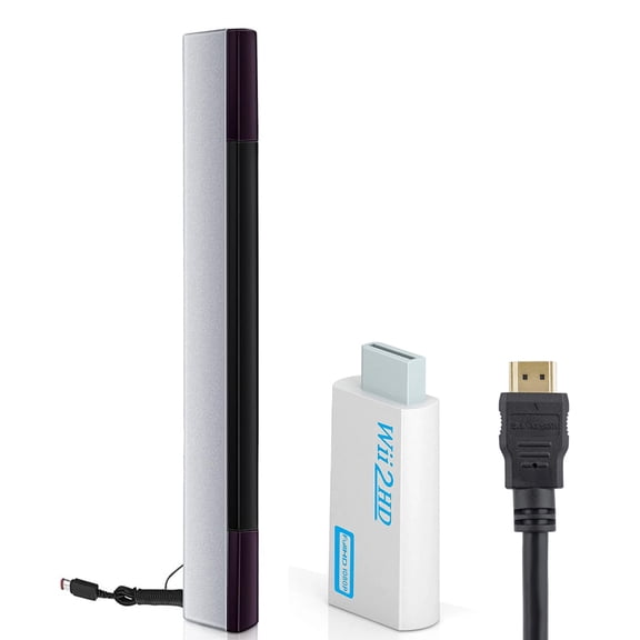 3 in 1 Sensor Bar and HDMI Converter Adapter for Wii, with 5ft High Speed HDMI Cable-White