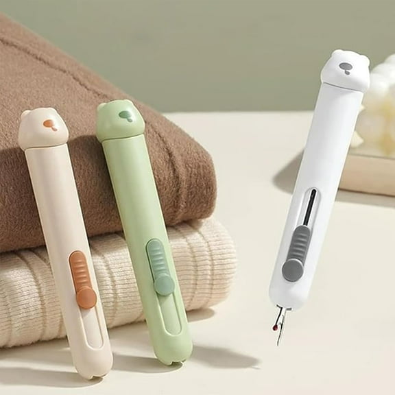 3-in-1 Sewing Seam Ripper with Needle Threader and Built-In Needle Storage, Portable Tool for Hand Sewing and Repairs