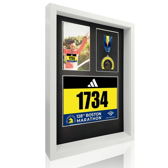 3 in 1 Shadow Box Display (Race Bib, Medal, Photo)– White