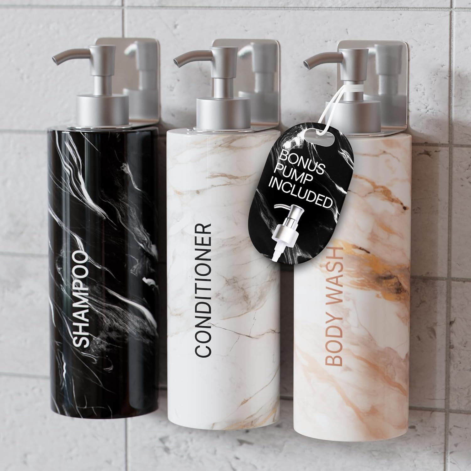 Shampoo Funnels 3-in-1 Shampoo, Conditioner, and Body Wash Dispenser - 3 x 17oz/500ml ...