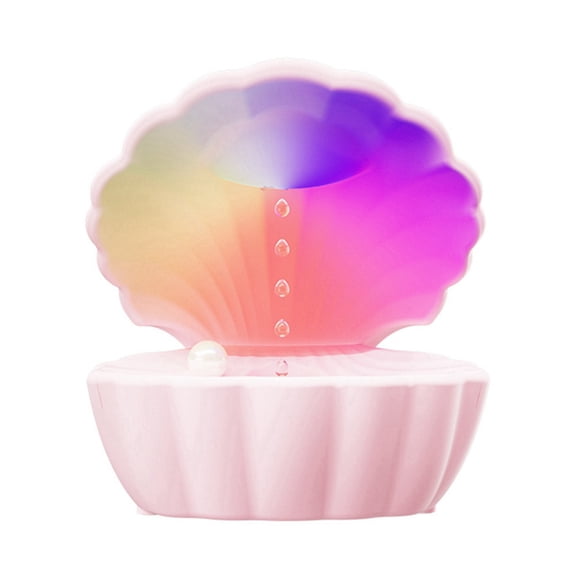 3-in-1 Shell Pearl Night Light with Bluetooth Speaker, RGB Anti- Humidifier,Water Drop Desktop Decorative Light,A
