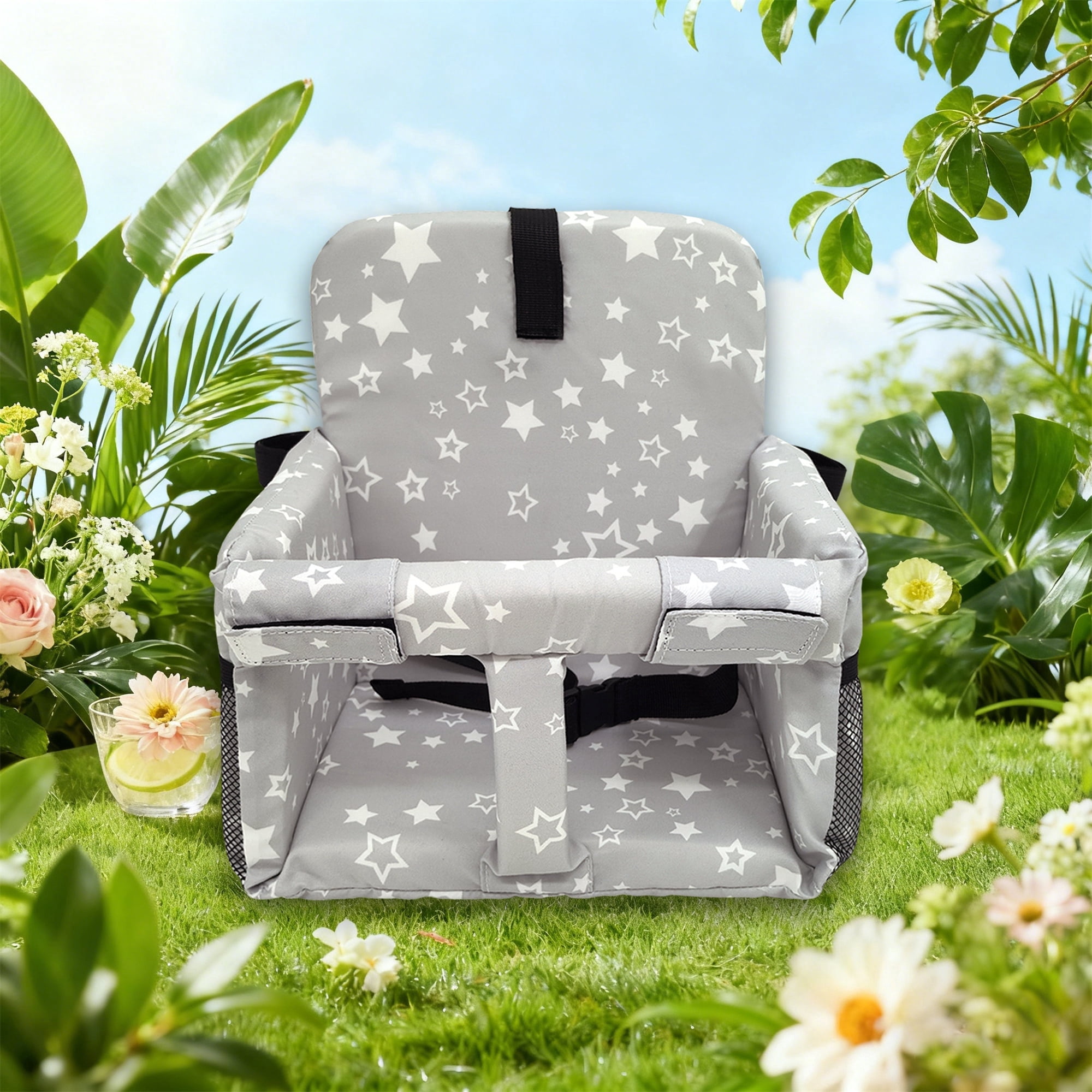 GOLDCOLIN 3-in-1 Shopping Cart Cover 5-Point Safety Harness Semi-Circle Back Fit Machine Washable Portable Waterproof High Chair Booster Seat Swing Pad for Baby