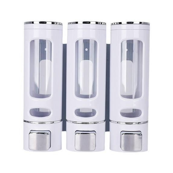 3-in-1 Shower Dispenser Wall-Mounted No Drill ABS Plastic Soap Shampoo Conditioner Bathroom Kitchen Hotel 8.46x8.27x2.76in