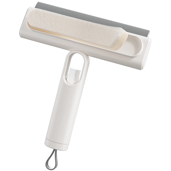 3-in-1 Shower Squeegee for Glass Doors, All-in-One Spray & Clean Window Squeegee - Spray, Wipe, Scrape, Multi-Functional Household Cleaner with Built-in Spray Bottle for Mirror & Glass,White