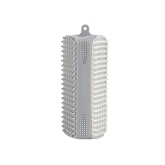 3-in-1 Silicone Pet Grooming Brush, Multipurpose Fur Remover for Cats and Dogs, Gentle Massaging and Bathing Scrubber for Deshedding and Cleaning, Gray