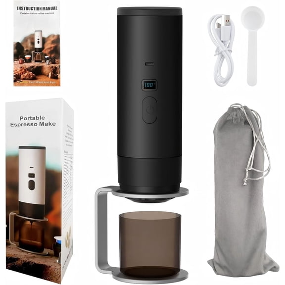 3-in-1 Single Serve Coffee Maker,Wireless Protable Coffee Machine Vacuum Pressured,Automatic Extraction and Real-time Heating Vacuum Coffee Maker for Travelling(Gold)