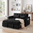 thumbnail image 1 of 3 in 1 Sleeper ,55" Modern Velvet Convertible Pull Out Bed, Loveseat with 2 Toss Pillows and Adjustable Backrest for ,Black02, 1 of 7