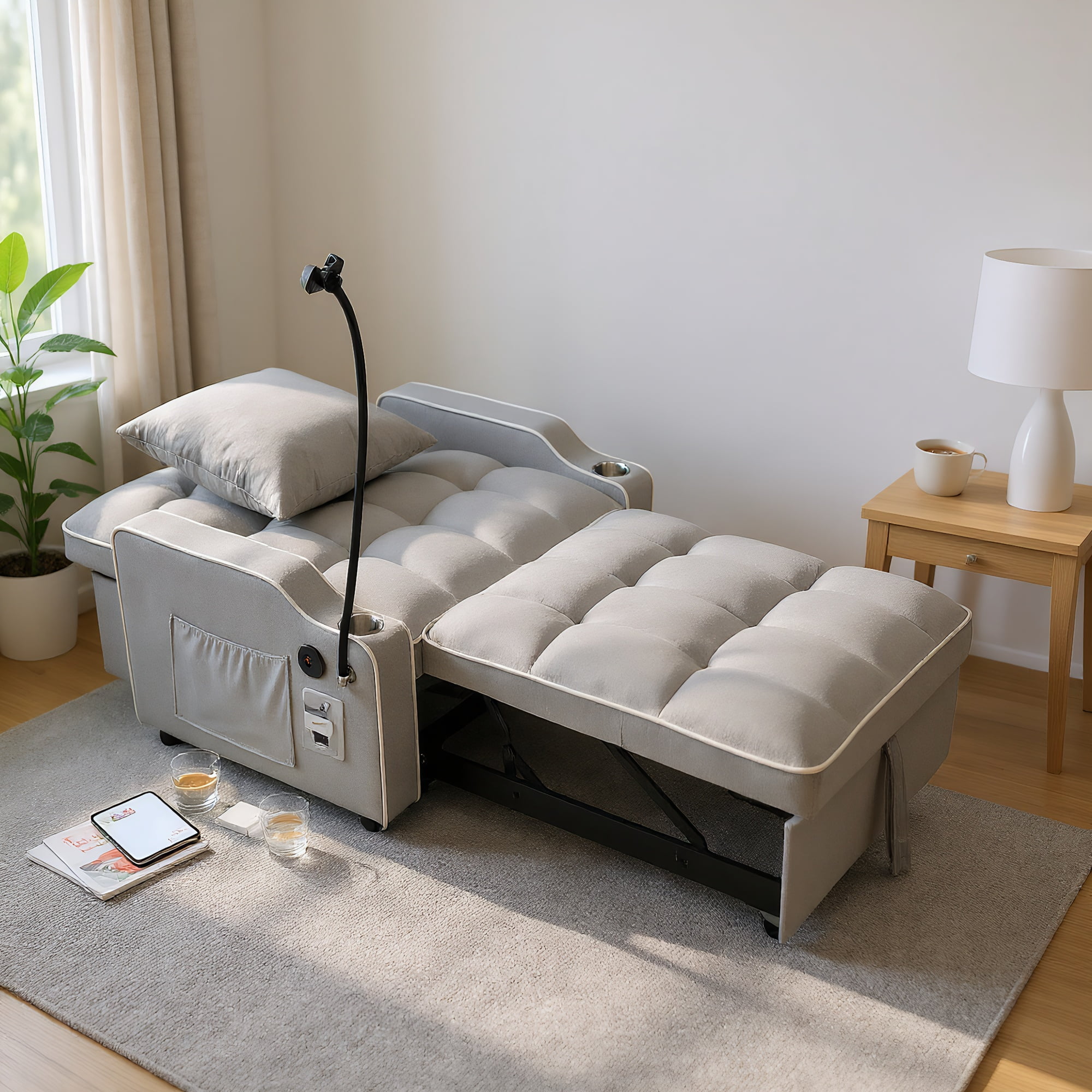 Gallery Detail: 3 In 1 Smart Convertible Sofa Bed With Usb Charging