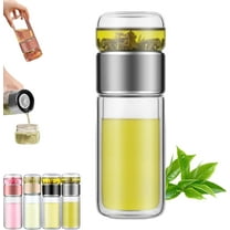 3-in-1 Smart Tea Infuser Bottle, Portable Double Wall Glass for Loose Leaf Tea
