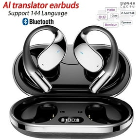 3-in-1 Smart Wearable Translator, Real-Time Translation Earbuds, black. (140+ Languages)