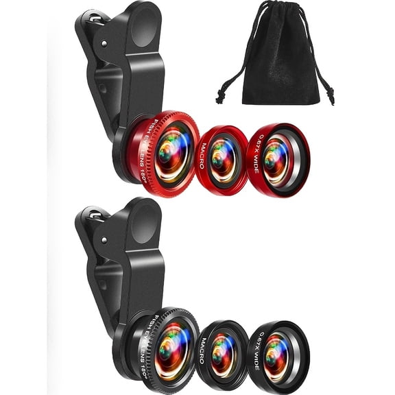 3-in-1 Smartphone Camera Lens Kit: Wide Angle, Macro, Fisheye for iPhone - Clip-On, Low-Profile for Video, Streaming & Photography