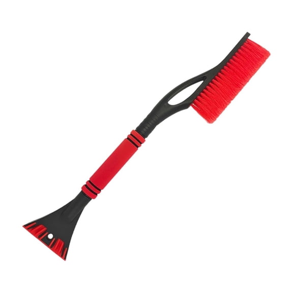 3-in-1 Snow Brush and Ice Scraper for Car, Extendable Snow Removal Tool with Foam Grip, Winter Auto Accessories ( Red )
