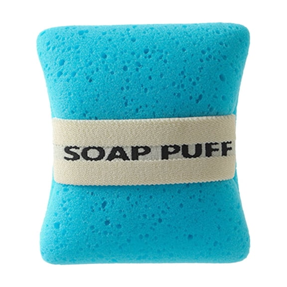 3-in-1 Soap Puff Bath Sponge with Straps, Foaming Scrub Sponge, Exfoliating Body Scrubber, Soft Foaming Bath Sponge, No-Slip Hanging Soap Storage Bag for Daily Bath, Spa, Gym and Travel