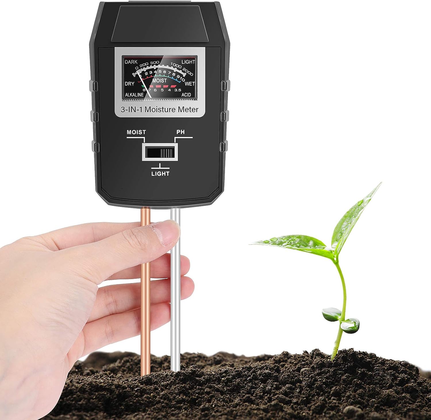 3 in 1 Soil Tester for Plants PH and Moisture Meter