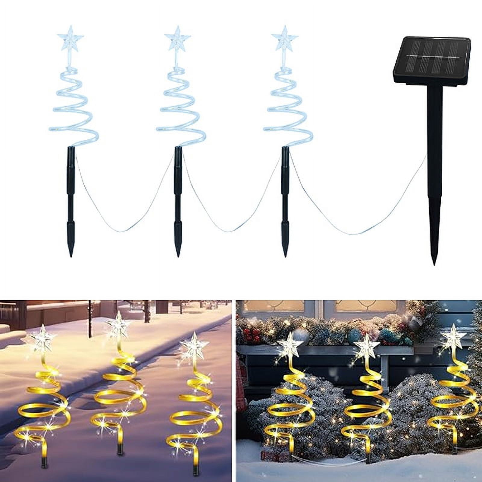 3 in 1 Solar Spiral Christmas Tree Pathway Lights LED Outdoor Lights