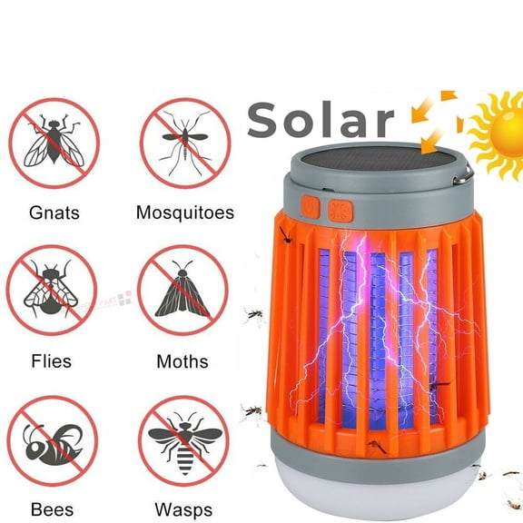 3-in-1 Solar USB Rechargeable Camping Lantern, 300LM LED Flashlight with UV Light for Outdoor, IP67 Waterproof, 5 Modes, for Hiking Emergency