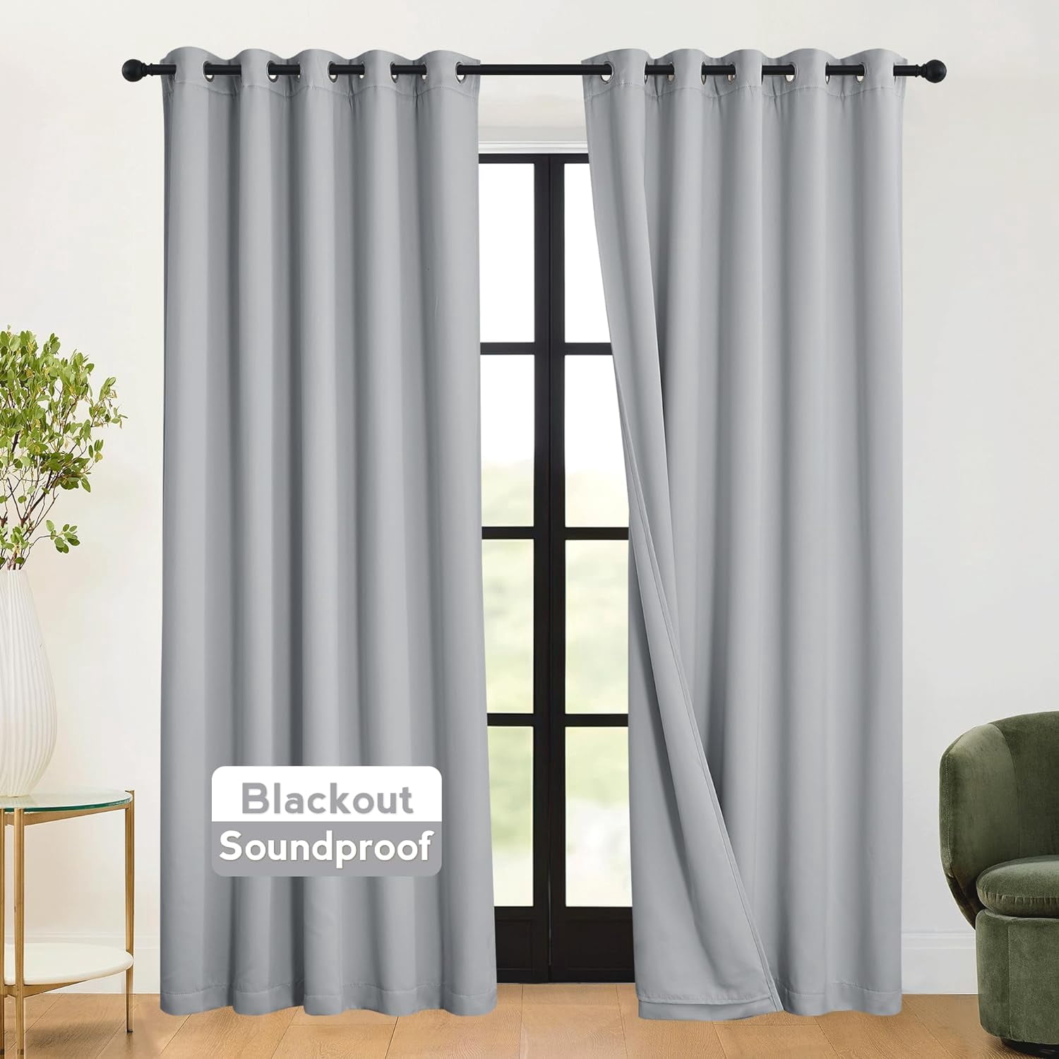 3-in-1 Soundproof - Blackout - Energy Saving Room Divider Curtains