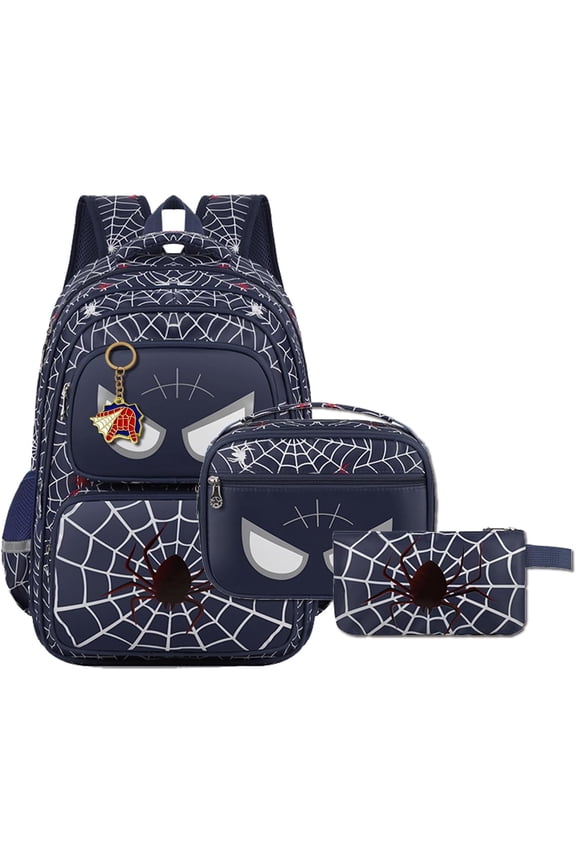3-in-1 Spider Web Backpack Set with Lunch Bag, Cool Pattern Schoolbag for Daily Use, Large Capacity Back to School Supplies, New Bookbag Kit