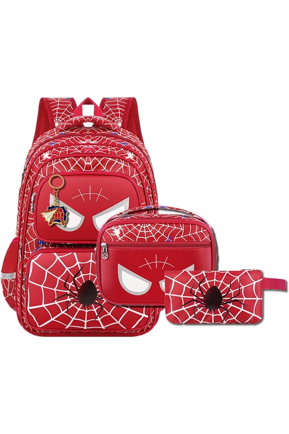 3-in-1 Spider Web Backpack Set with Lunch Bag, Cool Pattern Schoolbag for Daily Use, Large Capacity Back to School Supplies, New Bookbag Kit