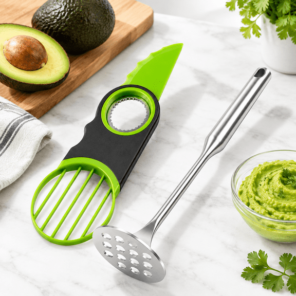 3-in-1 Stainless Steel Avocado Slicer and Masher Kitchen Prep Tool