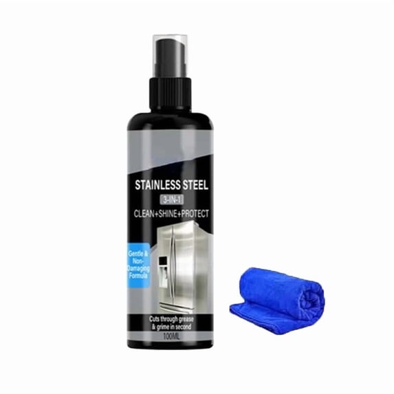 3-in-1 Stainless Steel Cleaner Spray - Cleans Grease & Grime for Kitchen Appliances