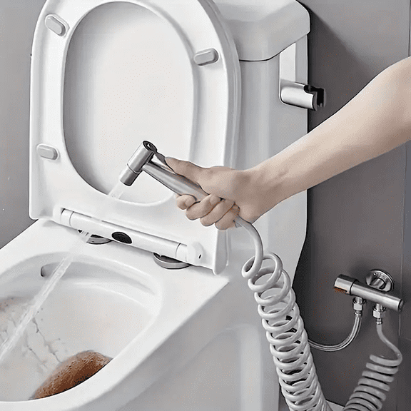 3-in-1 Stainless Steel Handheld Bidet Sprayer, Adjustable High-Pressure Toilet Bidet Hose Attachment Kit, Multi-Purpose Bathroom Sprayer for Personal Hygiene, Baby Diaper Rinsing & Pet Washing