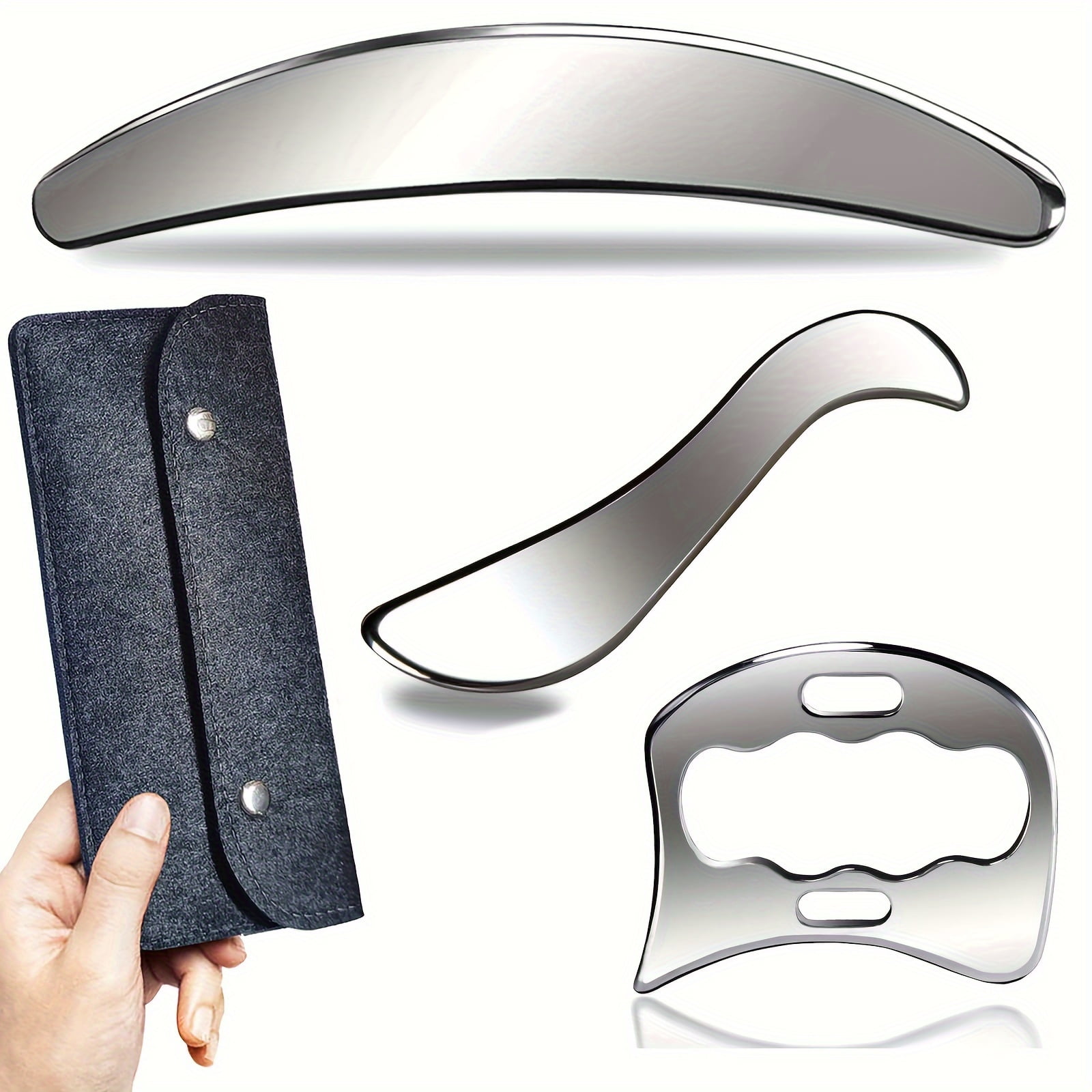 3-in-1 Stainless Steel Muscle Scraping Tool Set, Fascia Knife ...