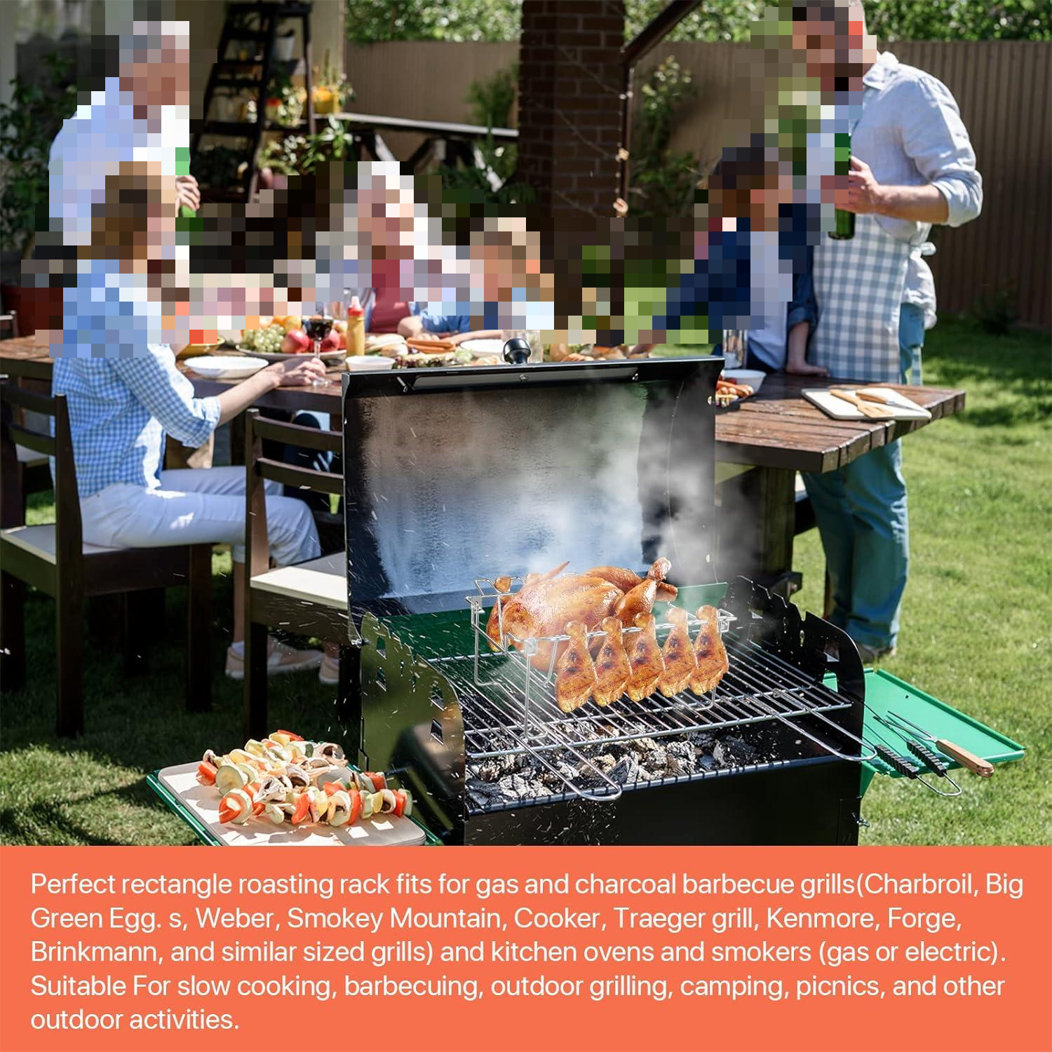 3-in-1 Stainless Steel Rib Rack&Chicken Leg Rack, Durable&Foldable BBQ ...