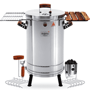 3-in-1 Stainless Steel Smoker Barrel Grill Premium  Portable Charcoal BBQ with Thermometer, 40 lbs Outdoor Cooking Smoker for Camping, Backyard & Home BBQ INGRILL