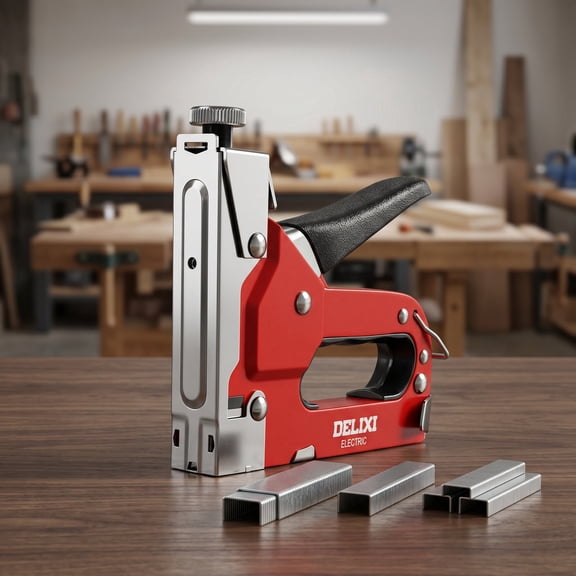 3-in-1 Staple Gun Kit with Staple Remover Red Hand Operated Carbon Steel Tacker Tool for Upholstery, Fixing Material, Decoration, Carpentry, Furniture Includes 800 Staples (4 Sizes)