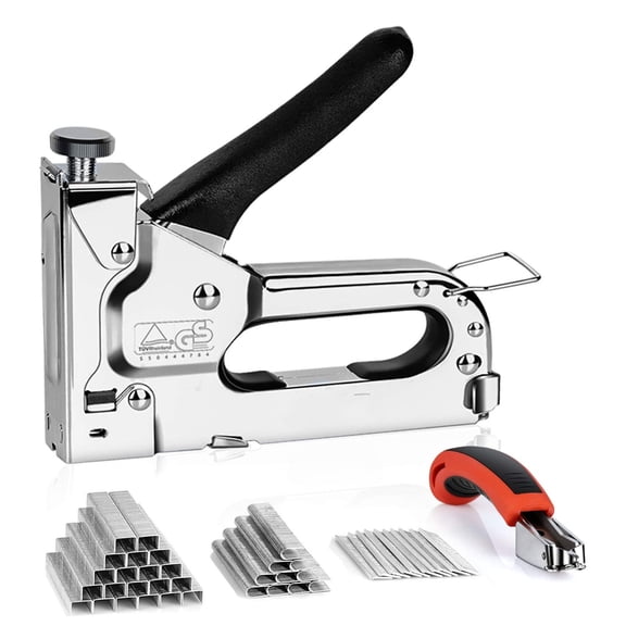 3 in 1 Staple Gun, Manual, Heavy Duty with Stapler Remover and 2000Pcs Staples for Upholstery, Fixing Material, Decoration, Carpentry, Furniture