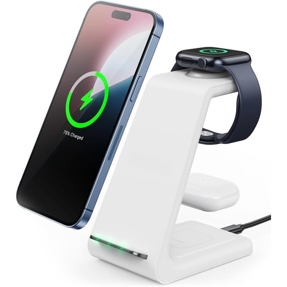 3 in 1 Station for and Watch, Charger Stand,Compact Desk Dock for iPhone17 16 15 14 13/Pro/Max, iWatch11 10 9 Ultra/SE 3/4,AirPods