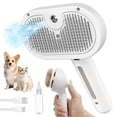 thumbnail image 1 of 3-in-1 Steam Brush for Dogs & Cats – Detangle & De-Shed with Warm Mist, Anti-Static Pet Grooming Brush for Long/Short Hair – Includes Water Tank, Release Button – Painless Hair Removal Tool, 1 of 7
