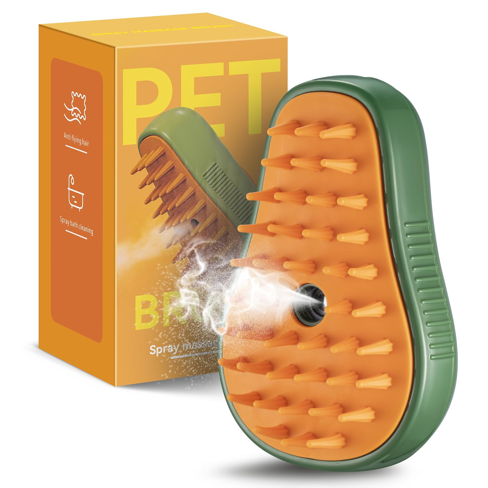 3-in-1 Steam Brush for Cat and Dog Deshedding - Portable Pet Hair Removal Tool for Indoor Shedding, Grooming Supplies C45