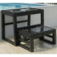 thumbnail image 1 of 3-in-1 Step Stool for Adults Kids, Waterproof Heavy Duty Bed Step with Small Stackable Chair, All Weather Compact Portable Foot Stool for Kitchen Bathroom Bedroom Indoor Outdoor, Black, 1 of 17