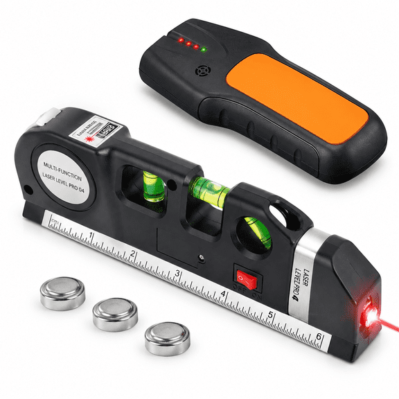 3-in-1 Stud Finder Wall Scanner with Level, Metric Ruler, and Measuring Tape for DIY Projects